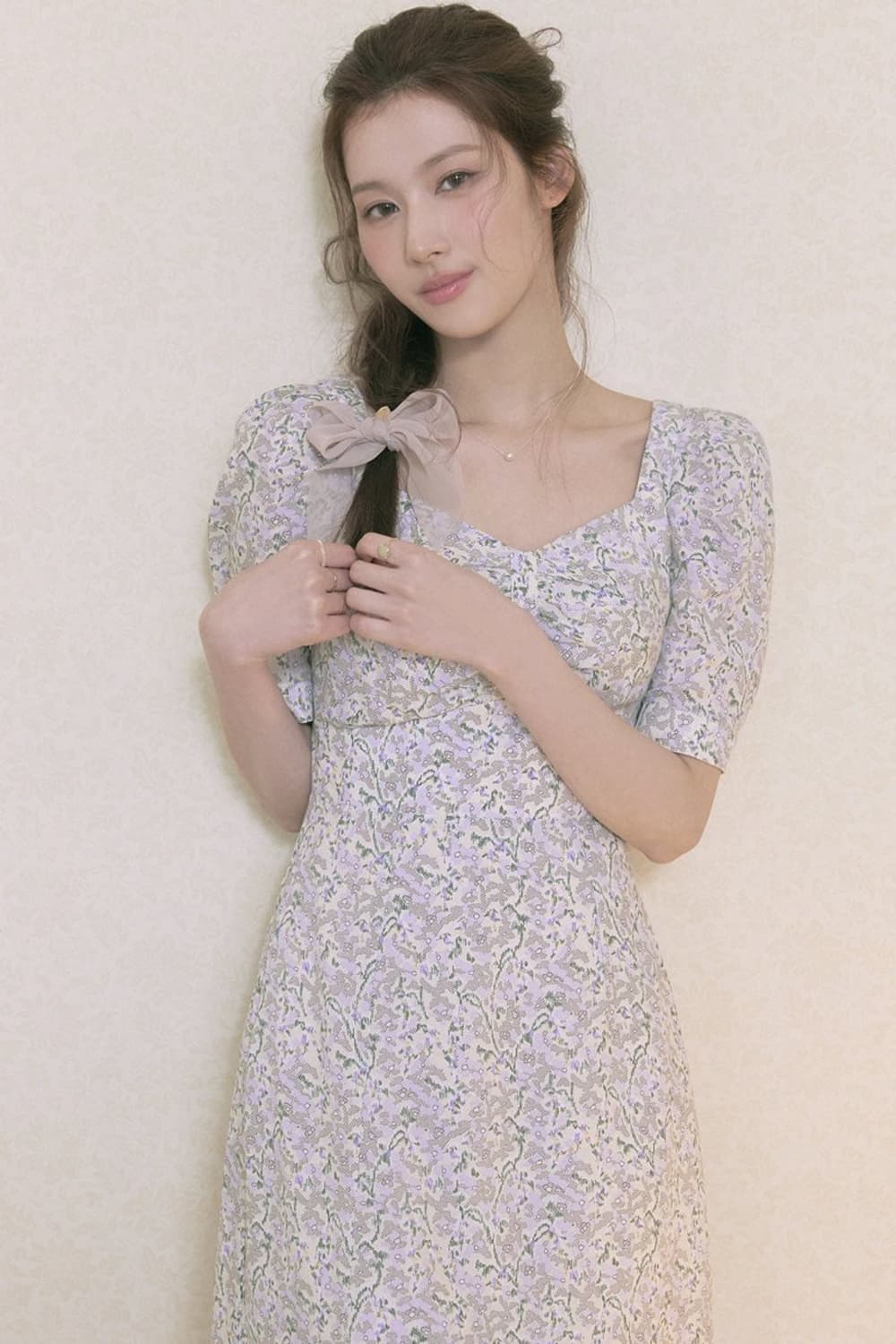 르니나 스퀘어넥 플라워 드레스 바이올렛 사나 원피스 상품이미지1