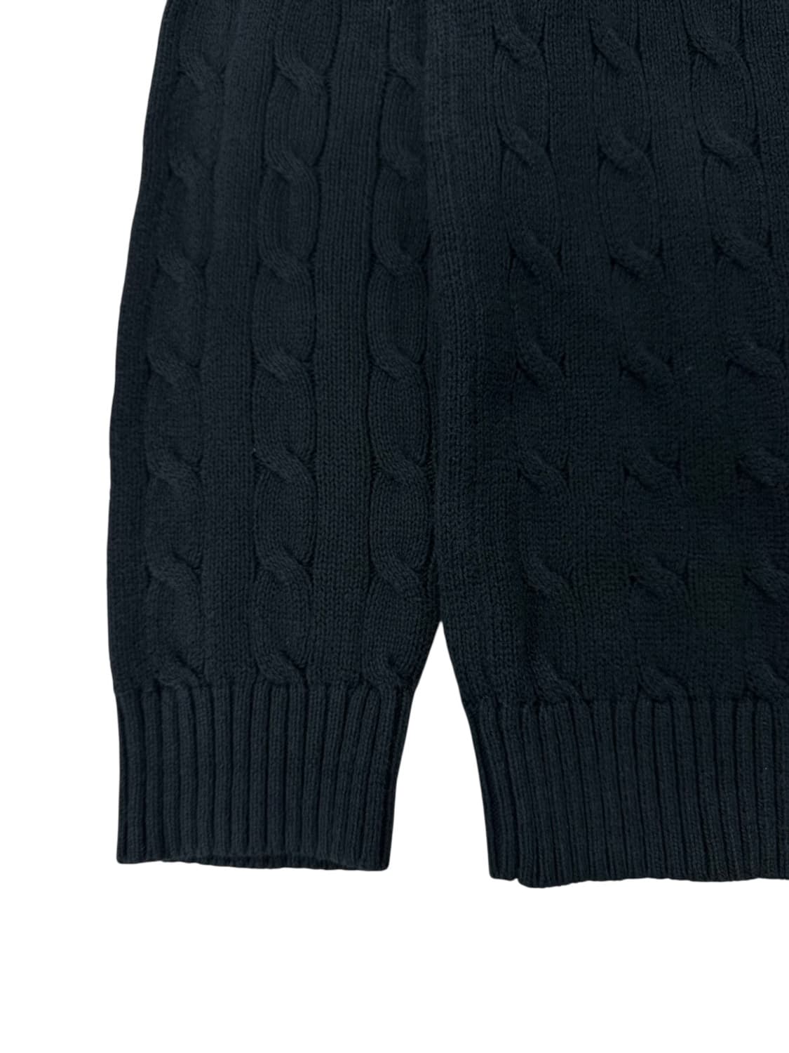 폴로 케이블 꽈배기 니트 블랙 (XL) 상품이미지4