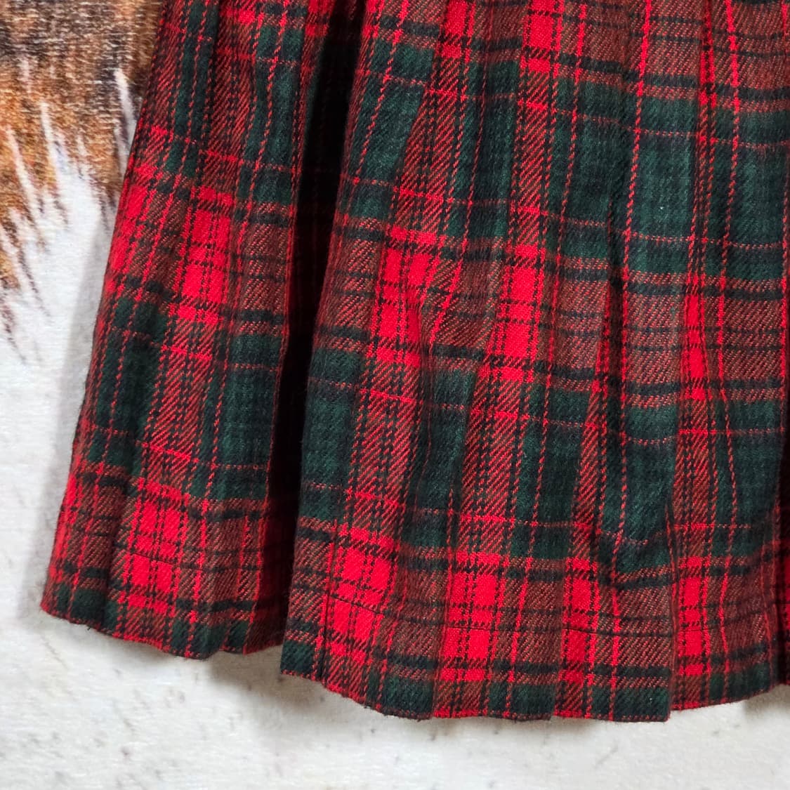 타탄체크 레드 플리츠 미니 스커트 상품이미지6