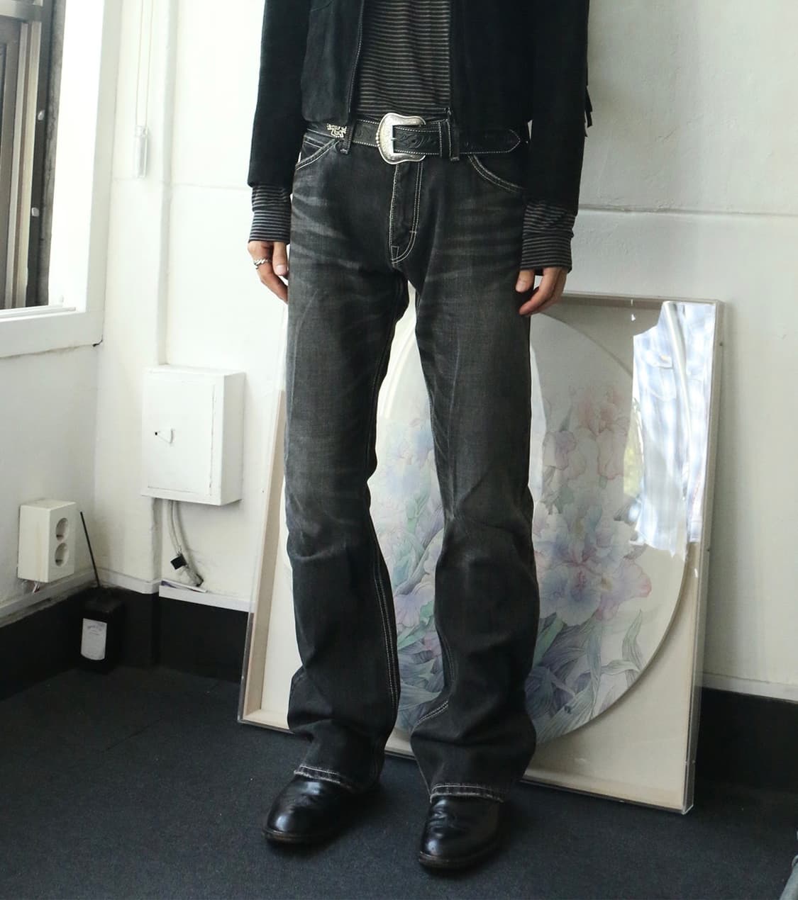 Lee 블랙 부츠컷 데님 팬츠  상품이미지1