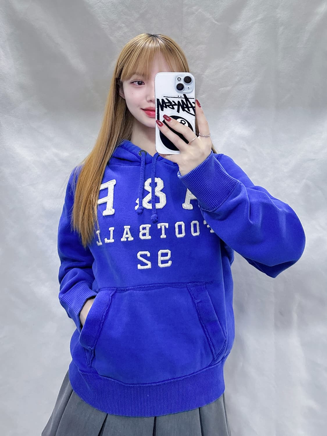 아베크롬비 블루 풋볼 빅로고 후드  상품이미지2