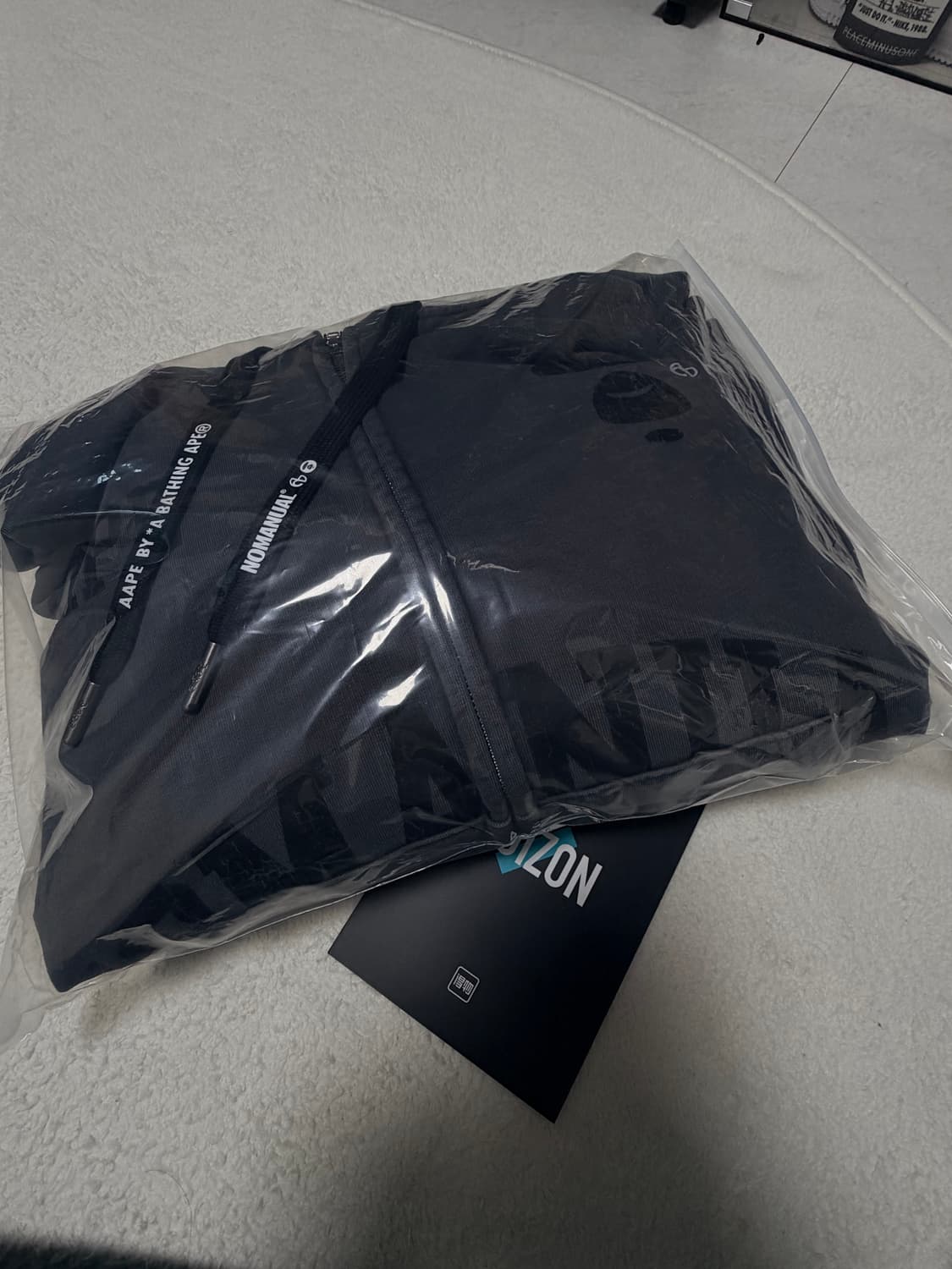 노메뉴얼 x 에이프 후디 차콜 M 새상품 상품이미지7