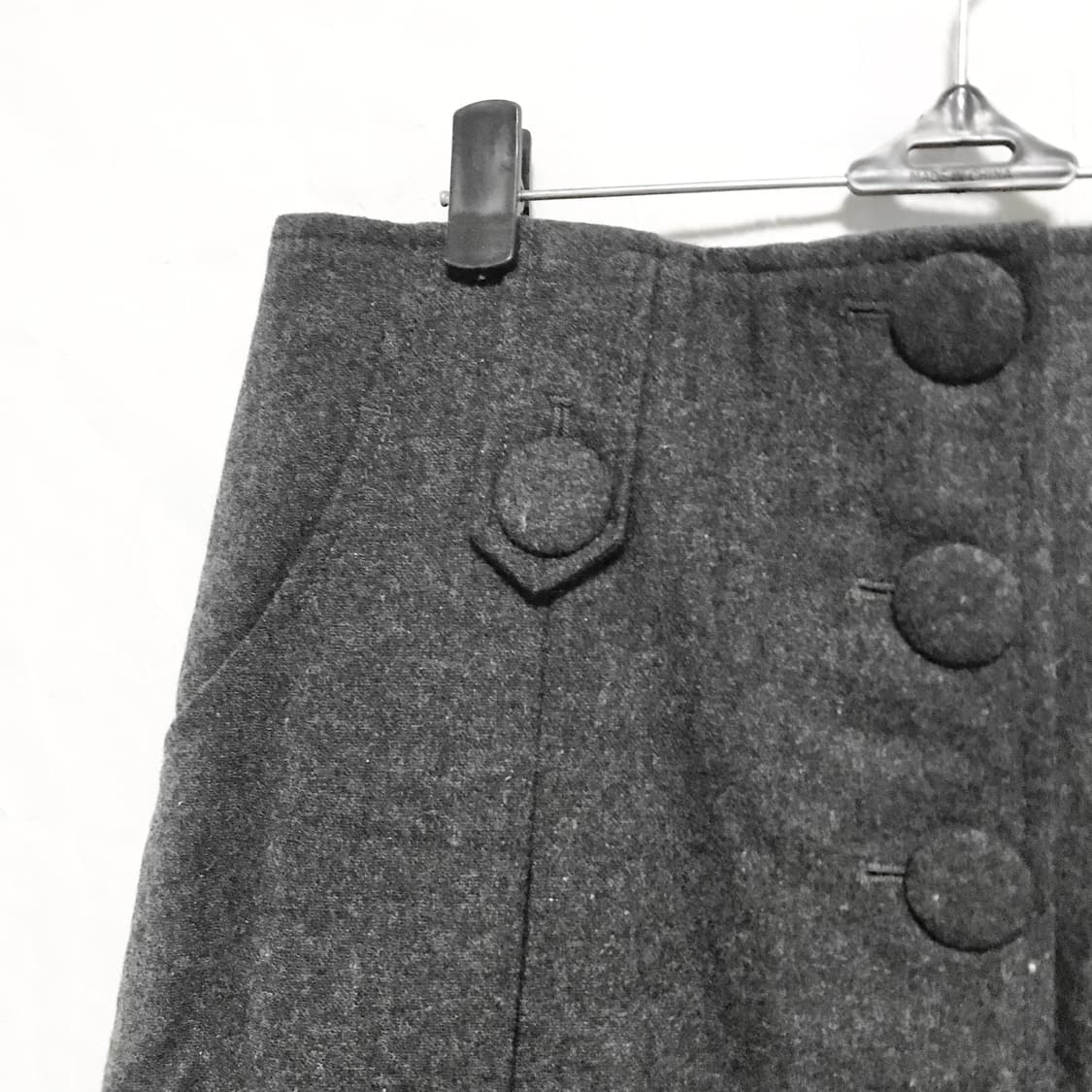 빈티지 긱시크 아카이브 빅 버튼 플리츠 울 스커트 상품이미지3