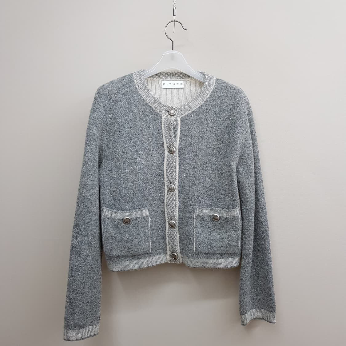 EITHER 트위드 무드 크롭 가디건 F사이즈 상품이미지1