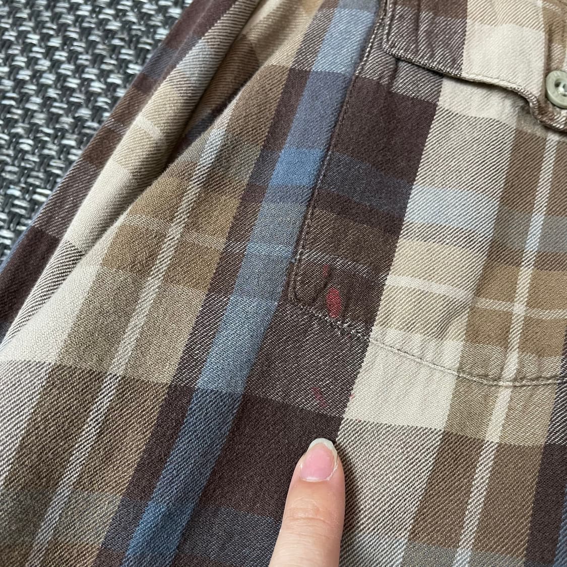 퀵실버 베이지 블루 멀티배색 체크 긴팔 셔츠 XL 상품이미지5