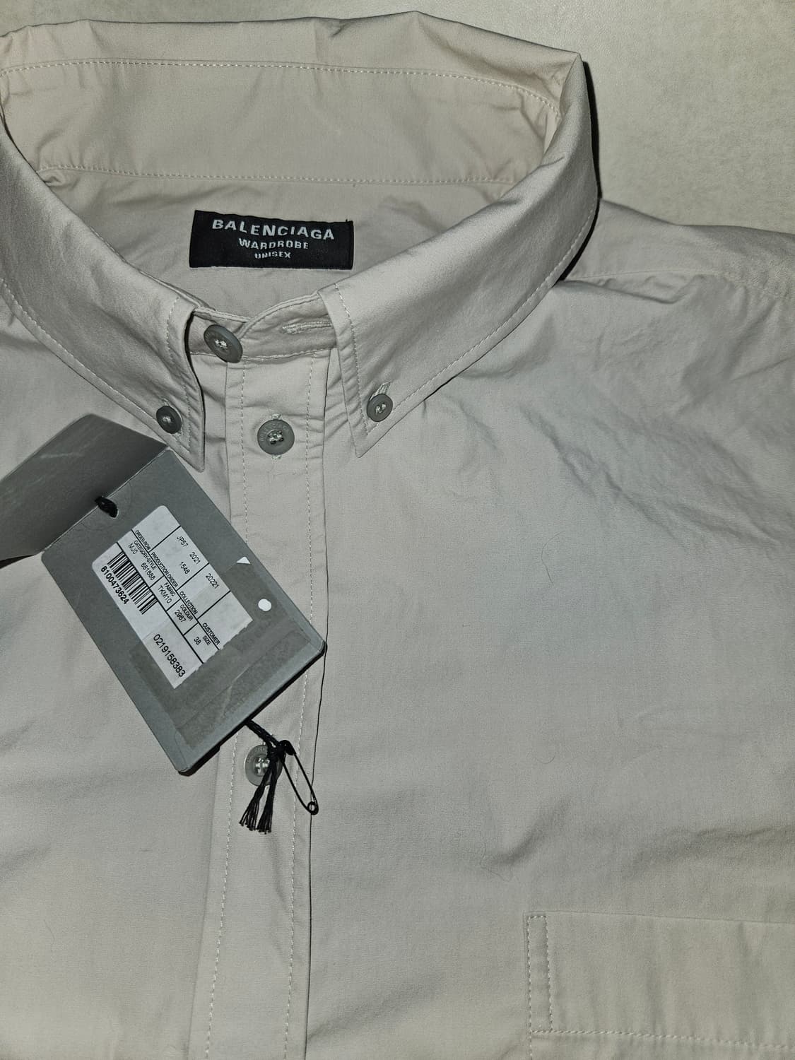 발렌시아가 유니섹스 베이지 오버핏 코튼셔츠  상품이미지6