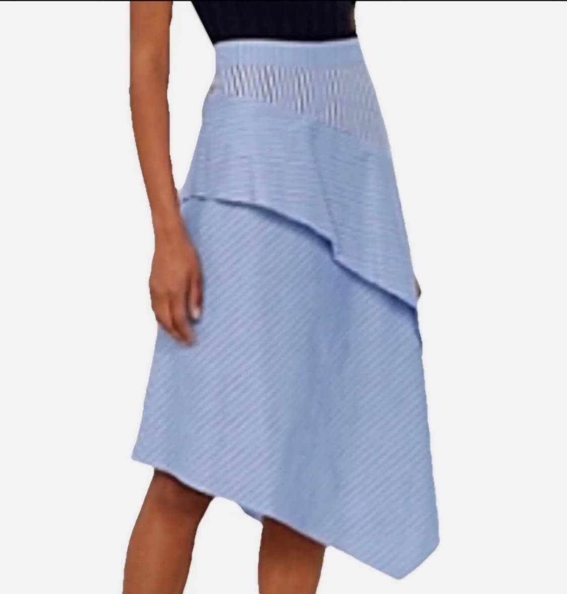 마쥬 미디 비대칭 블루 오버 스트라프 스커트 상품이미지2