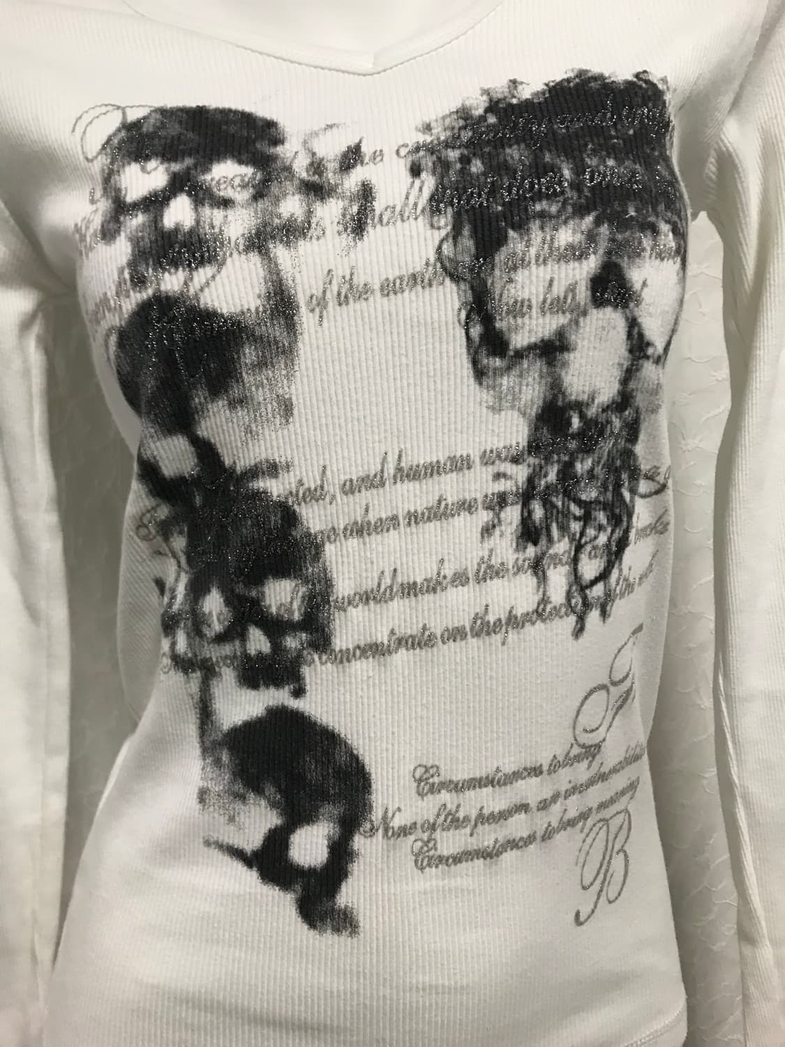 빈티지 펑크 해골 레터링 골지 롱슬리브 탑 상품이미지3