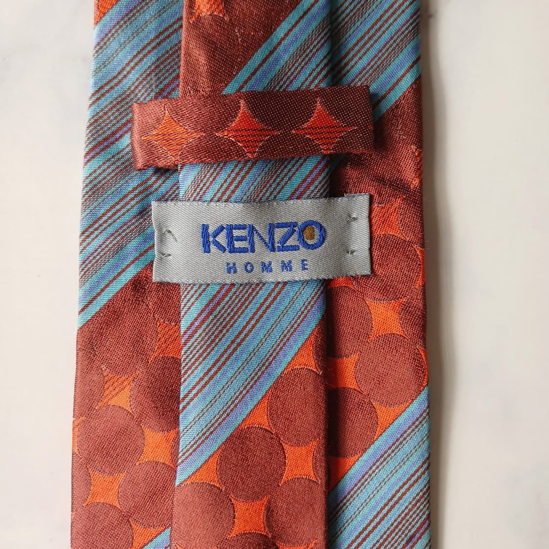 겐조 실크 블루 & 다홍 패턴 넥타이 9.5cm A+등급 E927
 상품이미지9