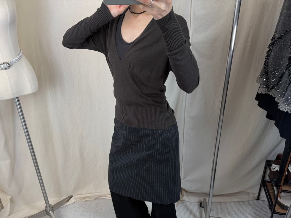 (Deadstock) Michel Klein 캐시미어 믹스 브이넥 니트  상품이미지3