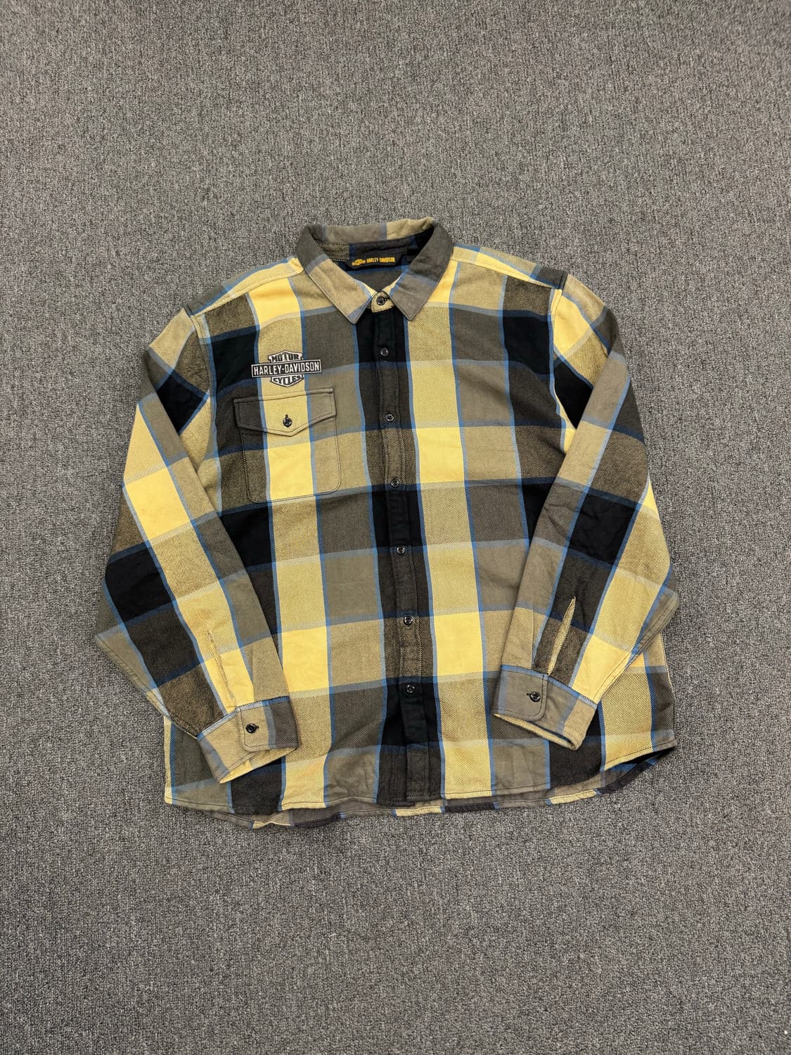 3XL)할리데이비슨 빈티지 후면 러버 프린팅 플란넬 체크 긴팔셔츠 상품이미지2