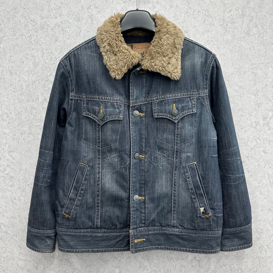 95 y2k 남자 누빔 워싱 데님 트러커 자켓 상품이미지1