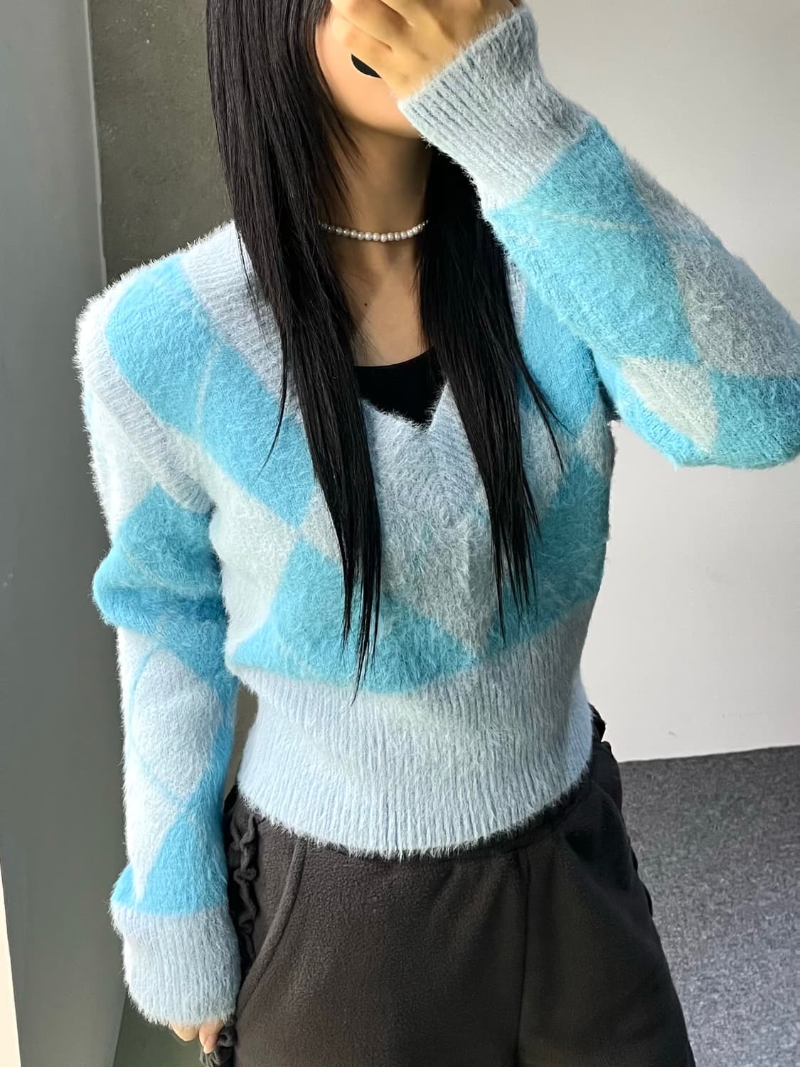 하우스오브써니 아가일 스웨터 상품이미지2