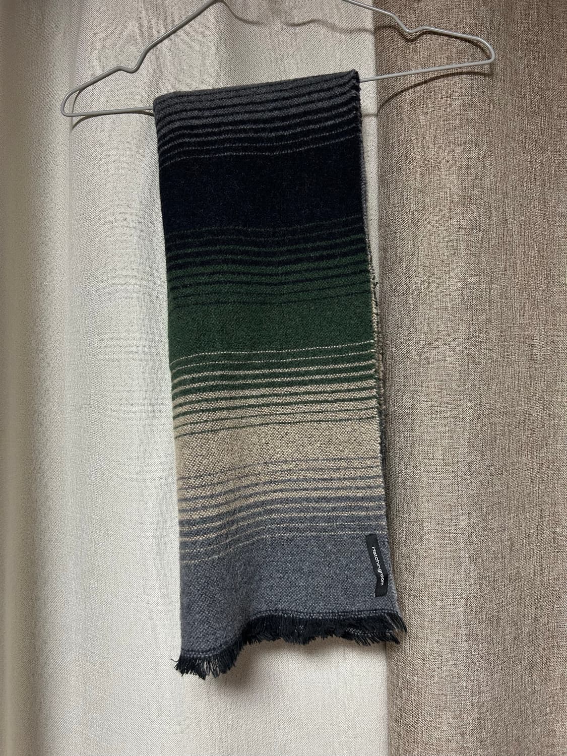 해칭룸 스트라이프 울 머플러 그린 상품이미지2