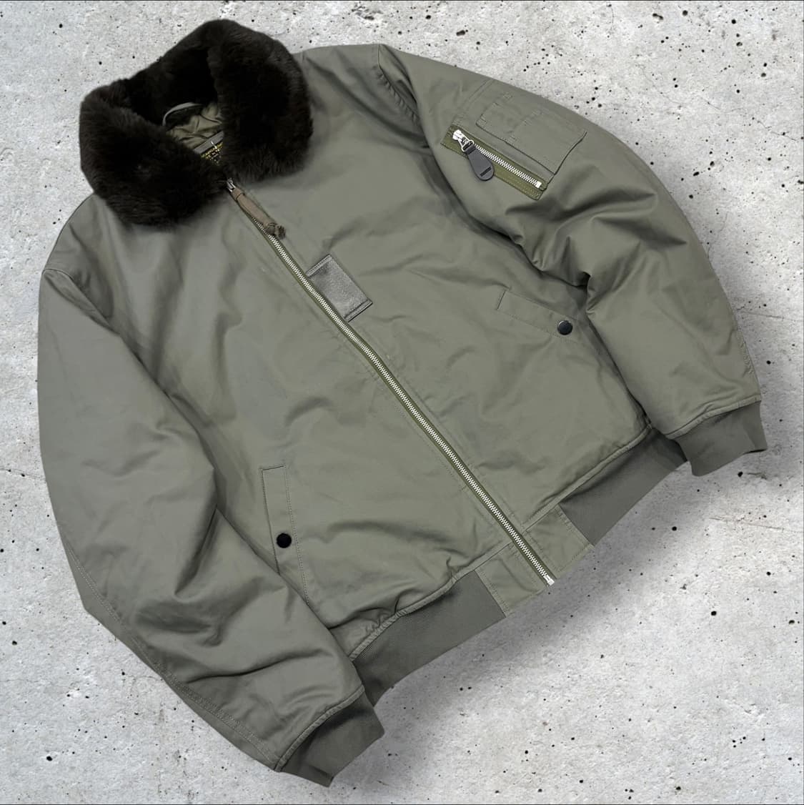 [XXL] 메이든 밀리터리 카키색 퍼 카라 MA-1 항공 점퍼 D476 상품이미지1