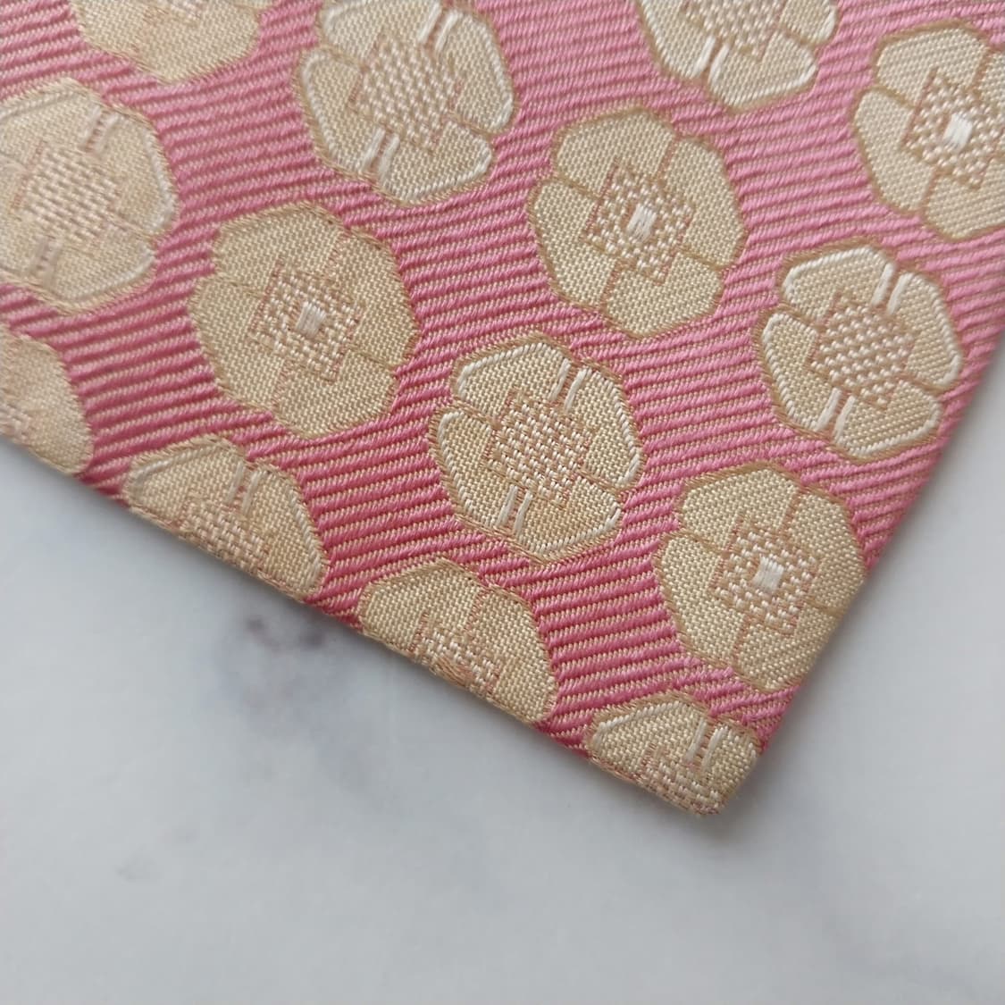 휴고보스 실크 핑크 플로럴 기하 패턴 넥타이 9.1cm A등급 K1653 상품이미지8