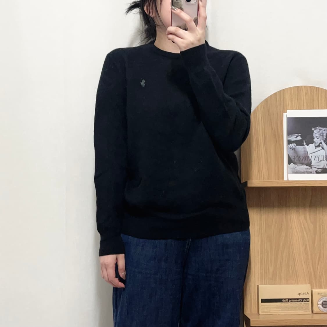 [정품] 폴로 블랙 / 실버포니 울(메리노) 라운드 니트 [ L ] 상품이미지2