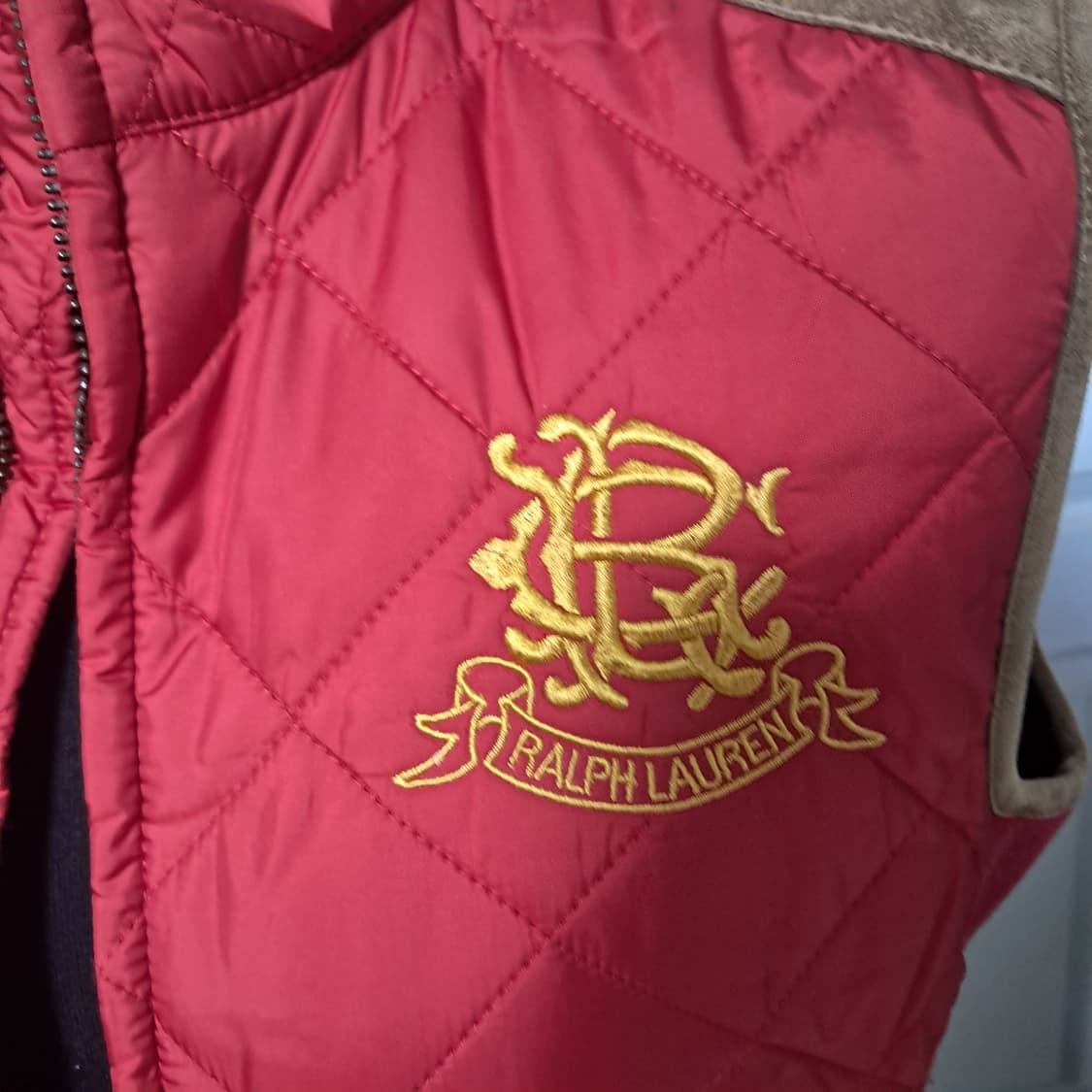 랄프로렌스포츠 여성 퀼팅 자수 스웨이드 베스트 조끼 S 상품이미지5