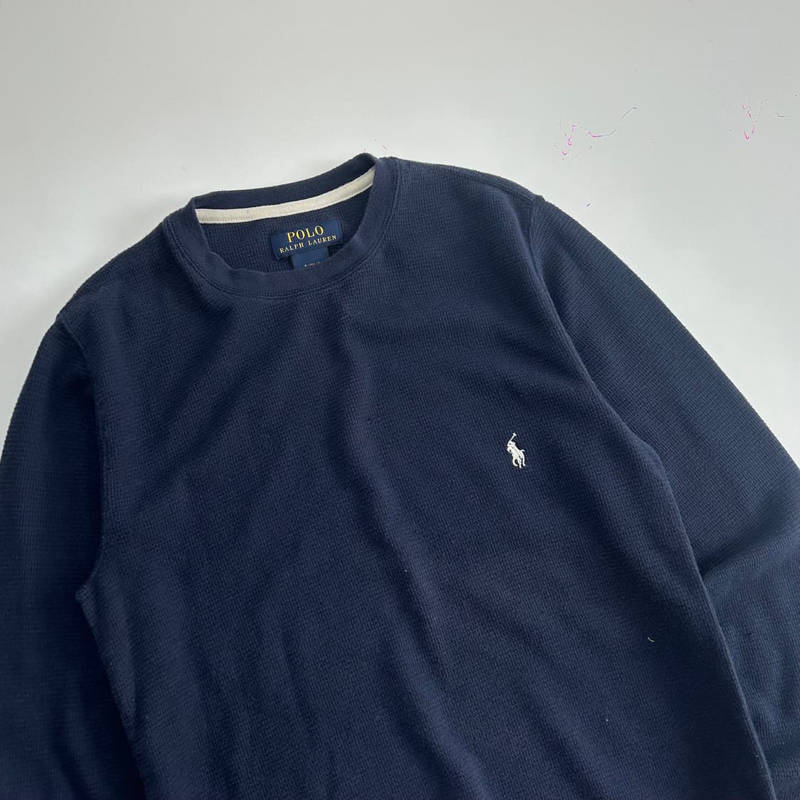 Polo 폴로 화이트 포니 네이비 와플 니트 상품이미지4