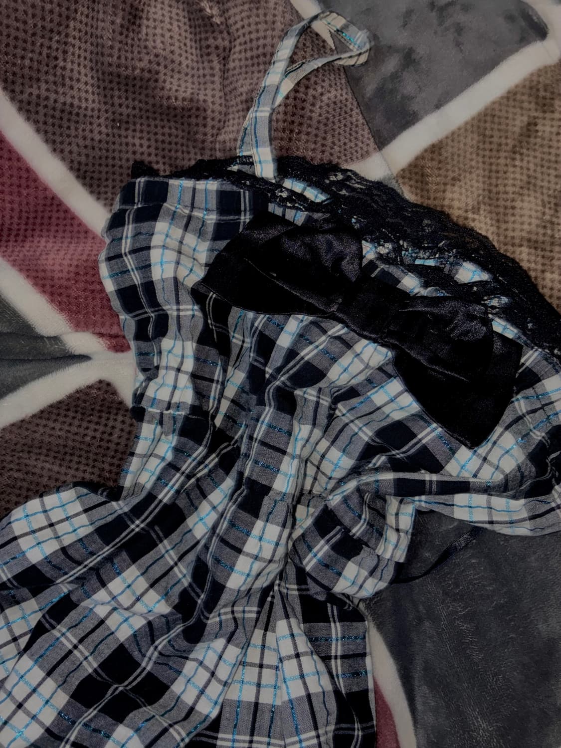 펑크 글리터 체크프릴캉캉 대장나시탑 상품이미지3