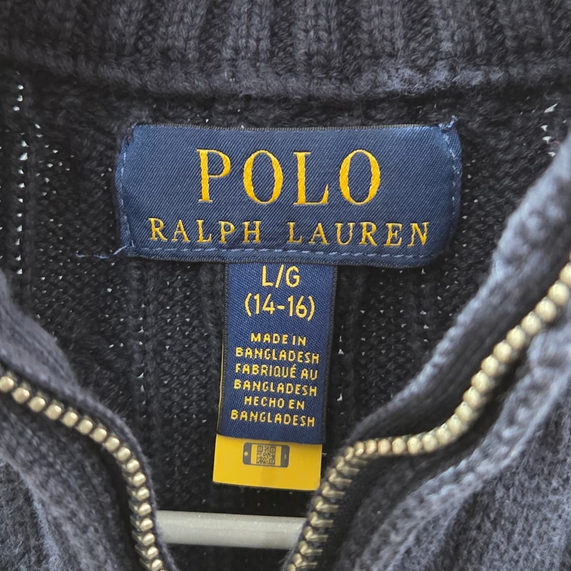 폴로랄프로렌 보이즈 풀오버 하프집업 케이블 니트 네이비 L/14/16 상품이미지3