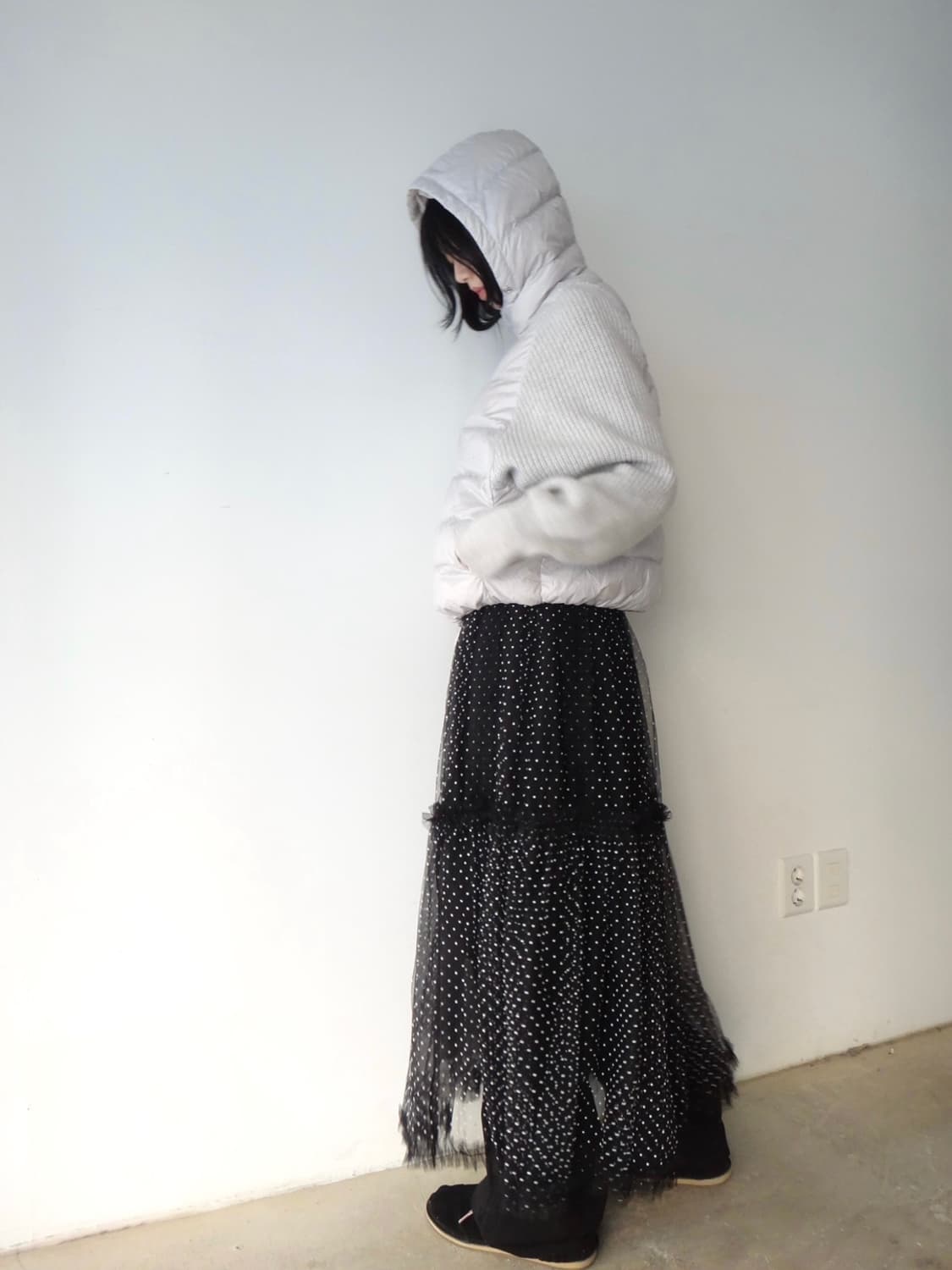 Warm hoody knit padding / light grey 상품이미지7