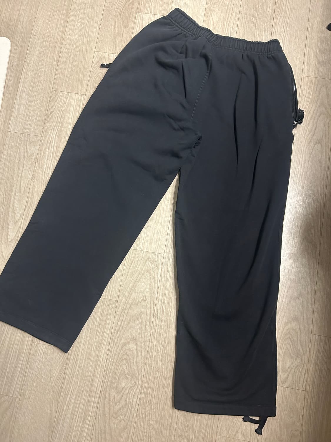 나이키 스우시 오픈 헴 플리스 팬츠 블랙 M 상품이미지2