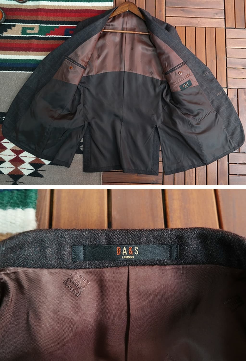 일본판 닥스 DAKS 울 캐시미어 체크 블레이저 자켓 상품이미지8