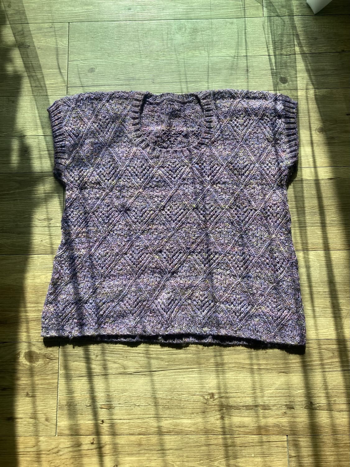 하구미 모리걸 폭닥코디 무지개떡 솜사탕 코튼캔디 연보라 뜨개 반팔 니트  상품이미지1