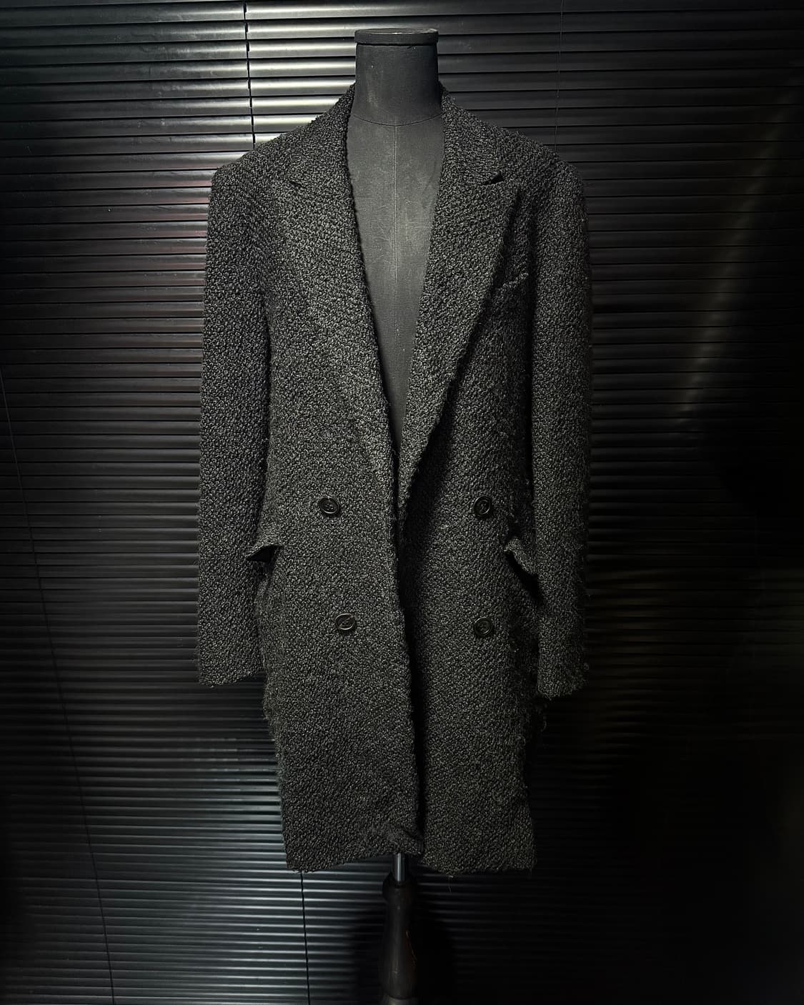 솔리드옴므 우영미 울 혼방 트위드 더블 코트 차콜 블랙 검정 48 100 상품이미지1