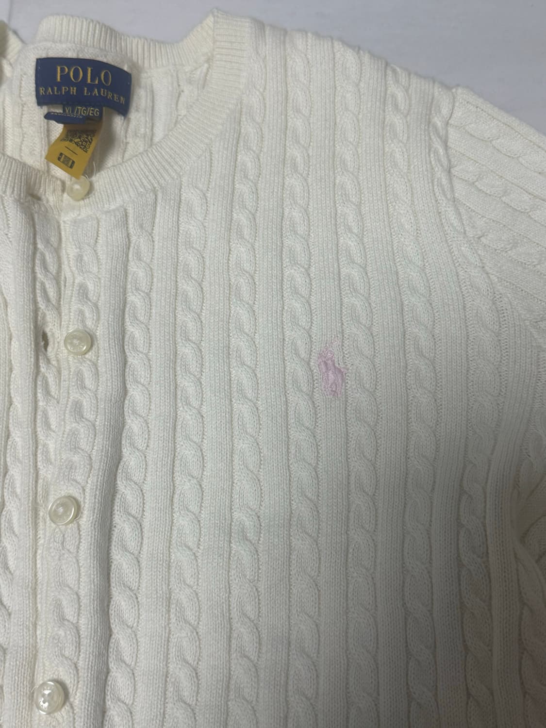 폴로 흰색 가디건 상품이미지1