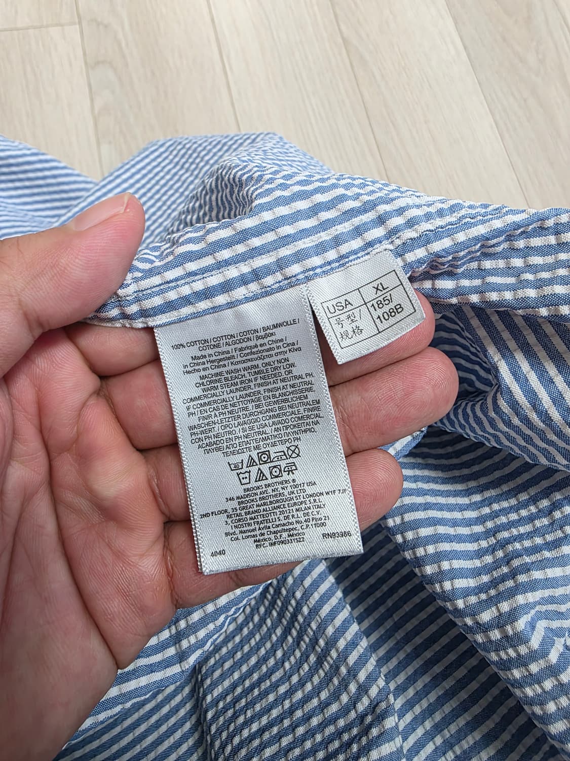 브룩스 브라더스 스트라이프 시어서커 반팔 셔츠 XL 상품이미지3