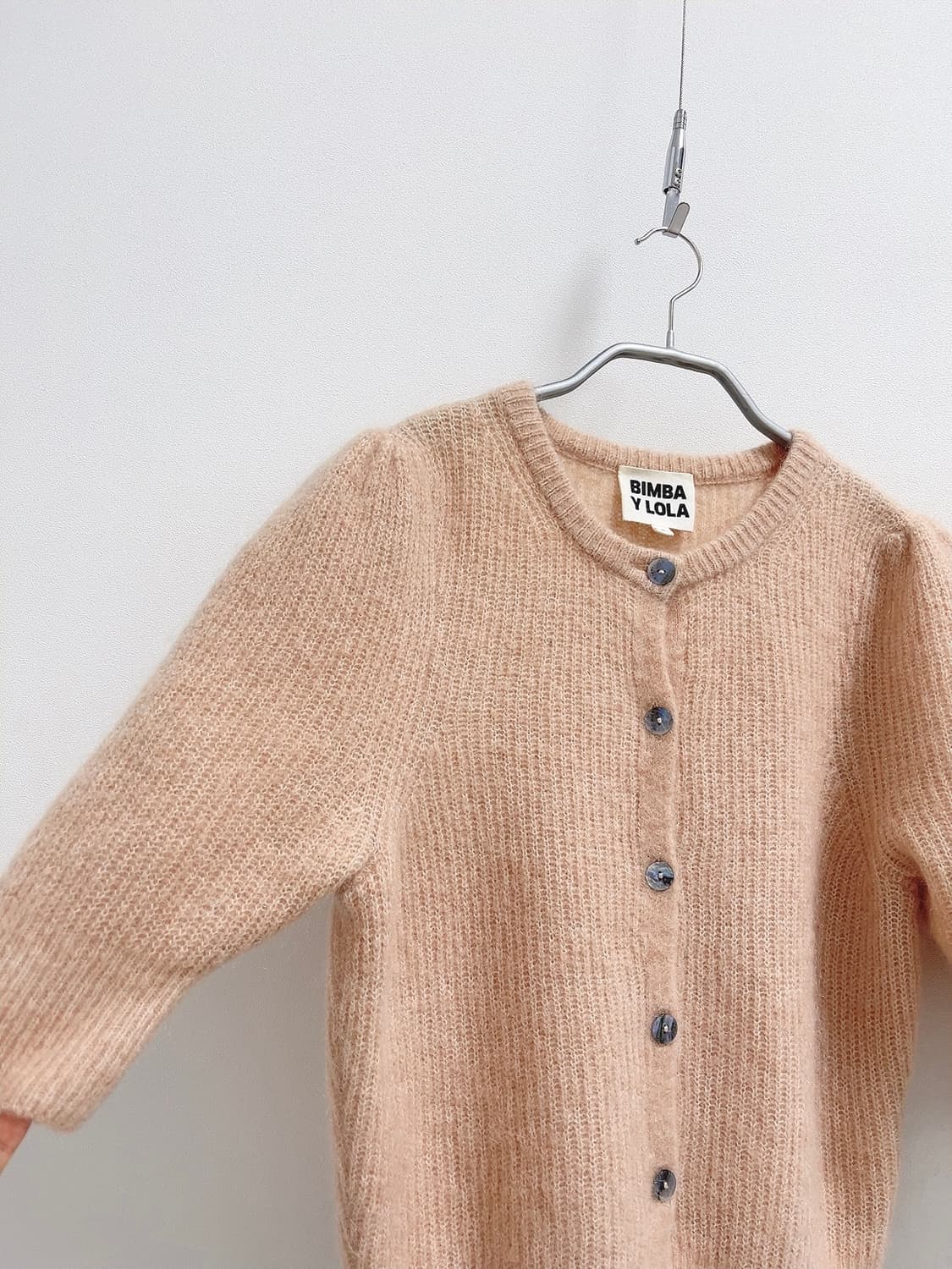 빔바이롤라 모헤어 숏 슬리브 가디건 피치 컬러 상품이미지6