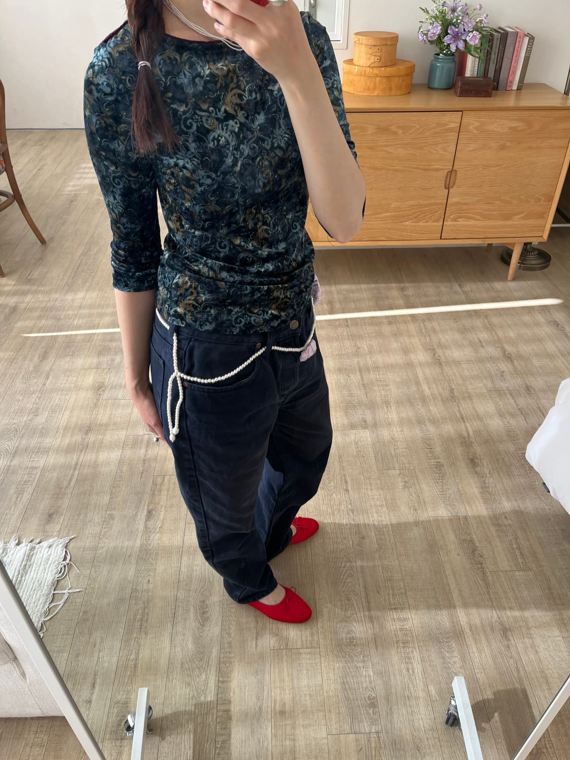 Blue Smoke Velvet Top 상품이미지4