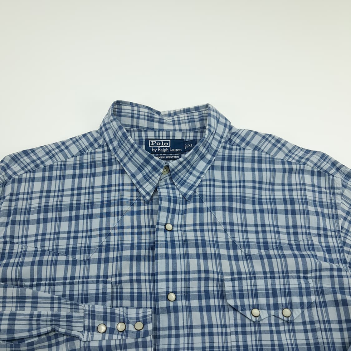 CN754 XL 폴로 랄프로렌 스모키블루 웨스턴 체크 긴팔 셔츠 남방 상품이미지3