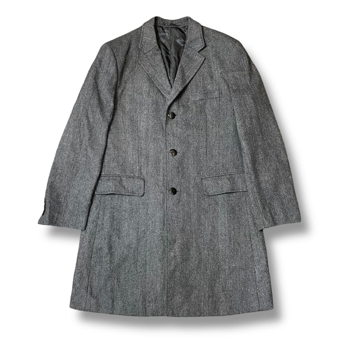 엔리코 코베리 그레이 헤링본 폴리 울 코트 상품이미지1