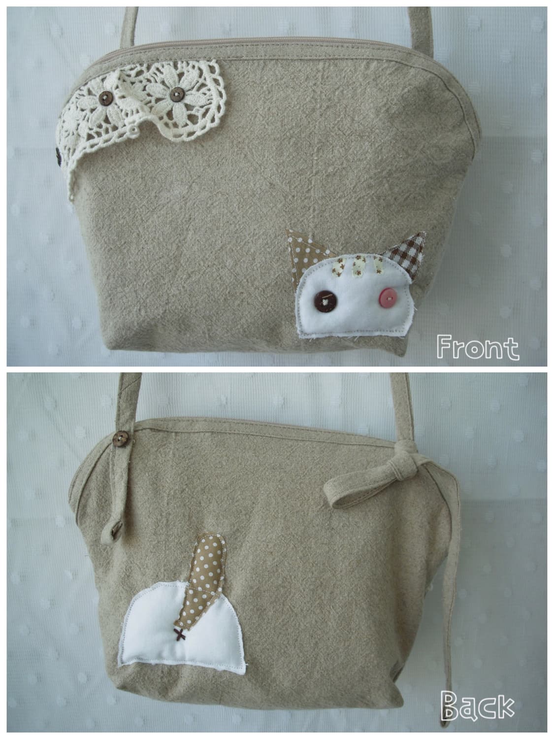 [HAND MADE] 핸드메이드 고양이 패치 크로스백 모리걸 상품이미지2