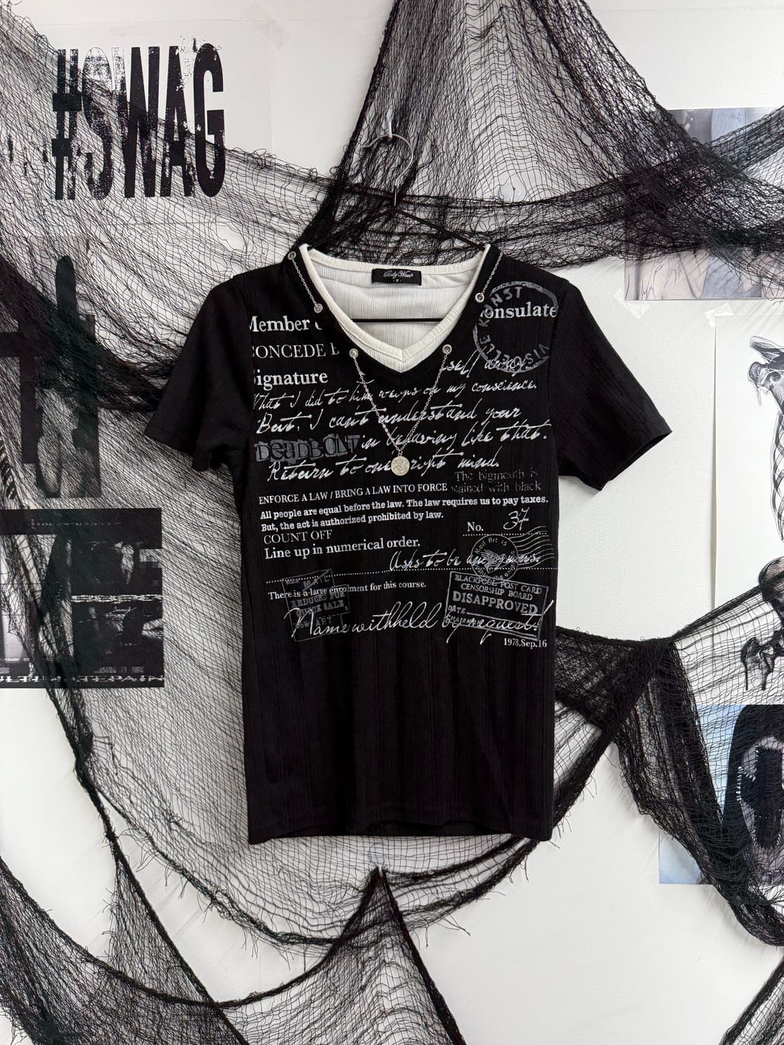 00s punk necklace layered halfsleeve 상품이미지4