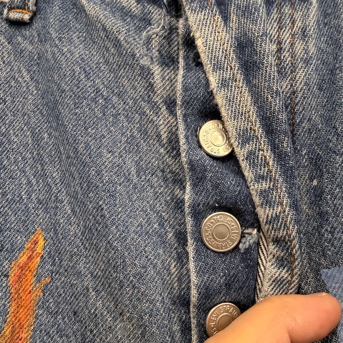 501xx 핸드프린팅 커스텀 데님팬츠 상품이미지2