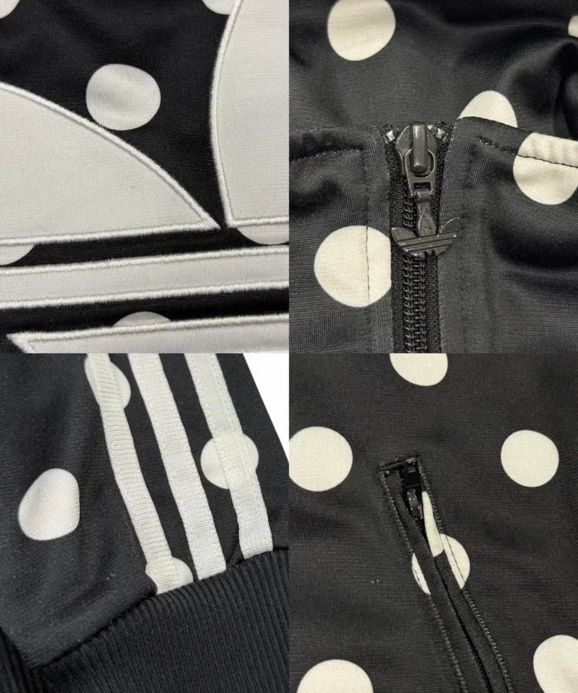 아디다스 빈티지 파이어버드 빅로고 도트 땡땡이 패턴 트랙탑져지 자켓 블랙 상품이미지8