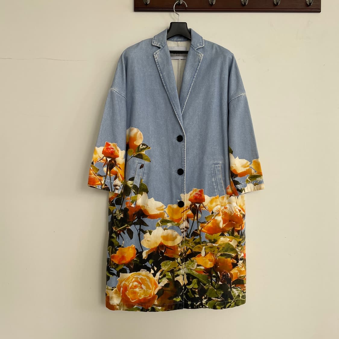 MSGM 데님 플라워 프린팅 롱 싱글 롱 코트 상품이미지1