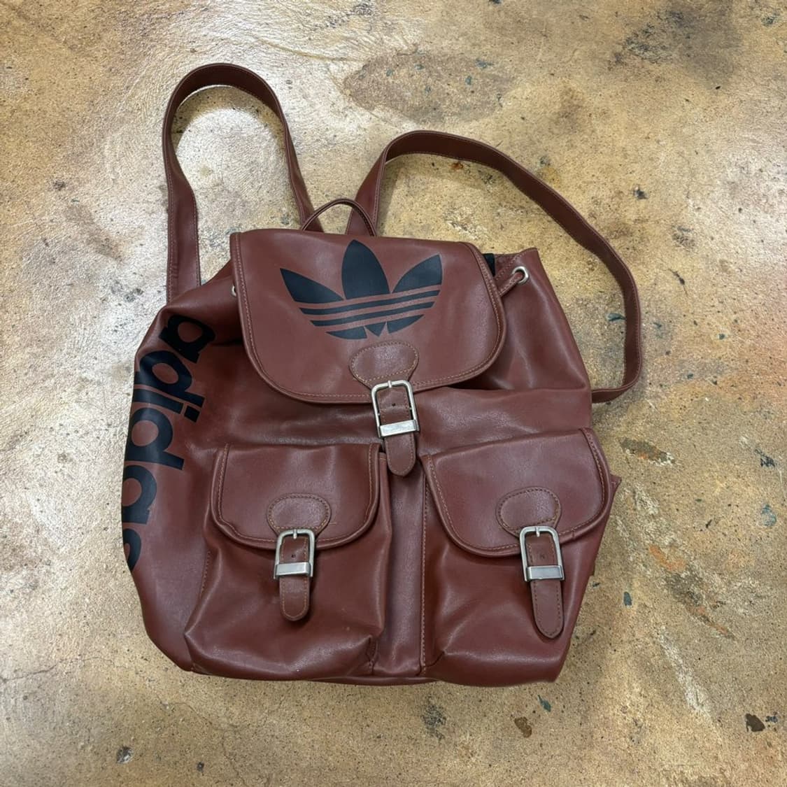 아디다스 빈티지 브라운 파이어버드 레더 복조리 미니 백팩 상품이미지2