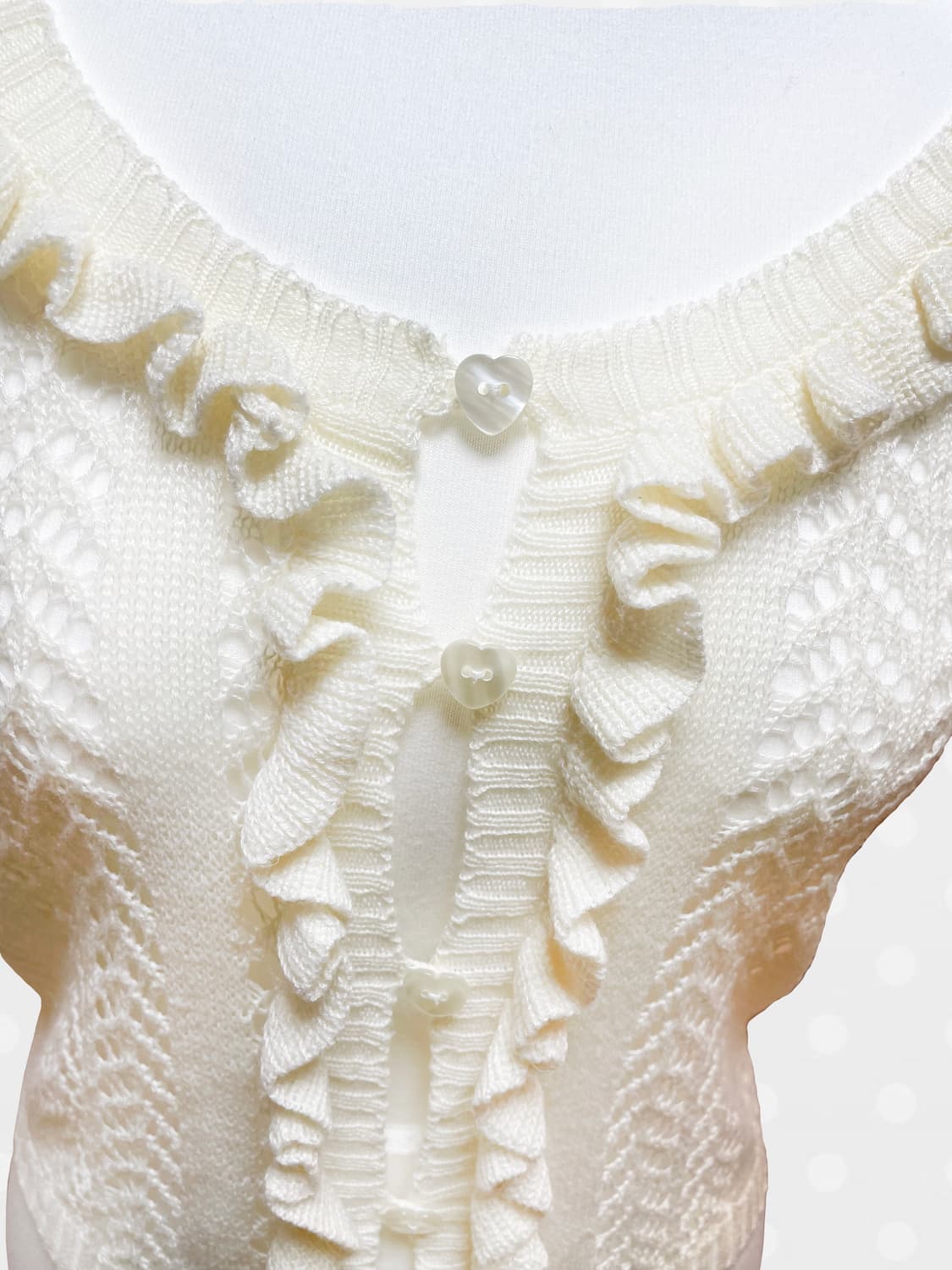 트랄라라  하트 단추 크로쉐 반팔 볼레로 가디건 상품이미지2