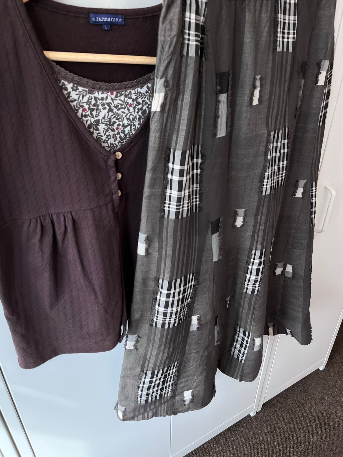 Sunnayze 바선생 레이어드 브라운 잔꽃 반팔 상품이미지10