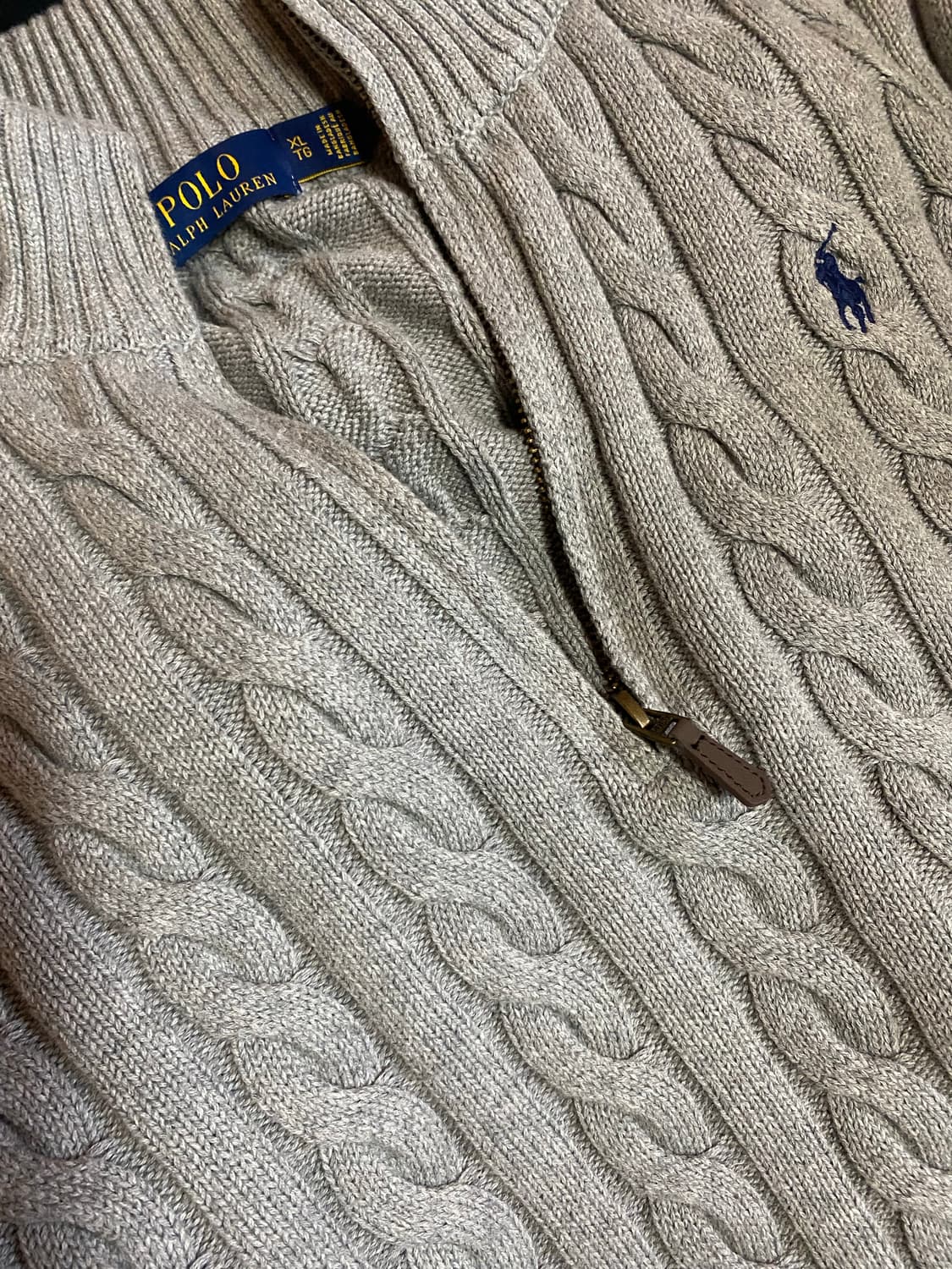 폴로 랄프로렌 신형 케이블 니트 반집업 그레이 XL 상품이미지2