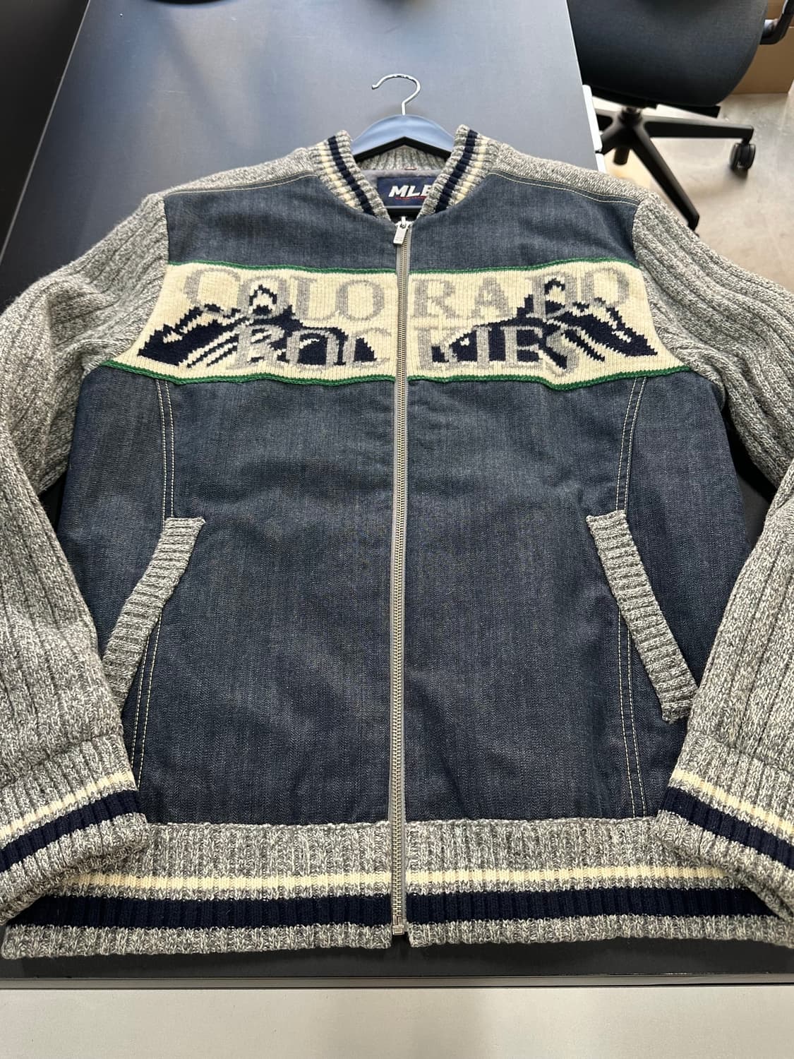 MLB 00s 콜로라도 데님누빔 니트점퍼 상품이미지5