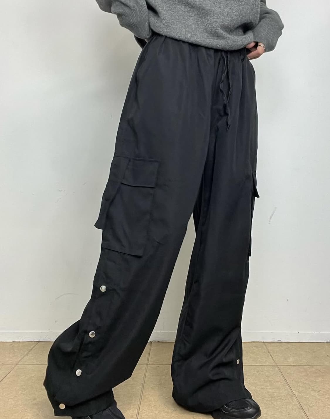 블랙 스냅 팬츠 상품이미지3