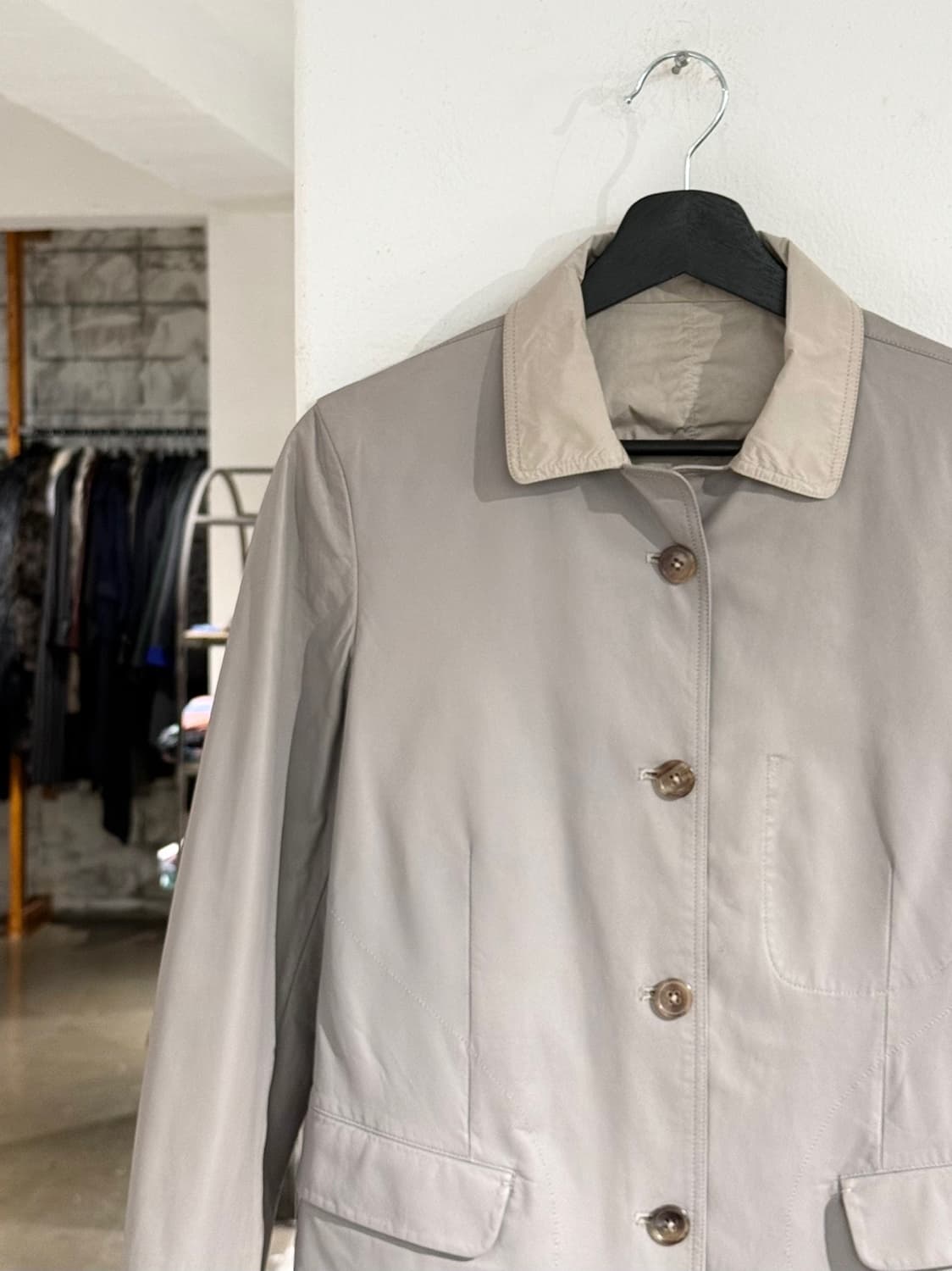 질샌더 라이트그레이 레더 싱글 카라 자켓 상품이미지2