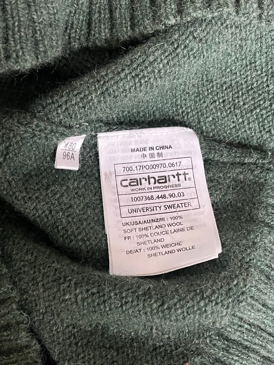 L) 칼하트 wip 울 100 니트 그린 상품이미지7