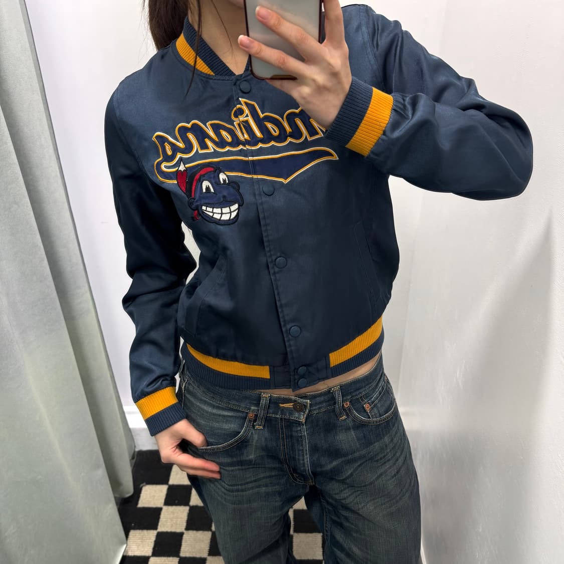MLB 네이비 클리브랜드 베이스볼 자켓 상품이미지1